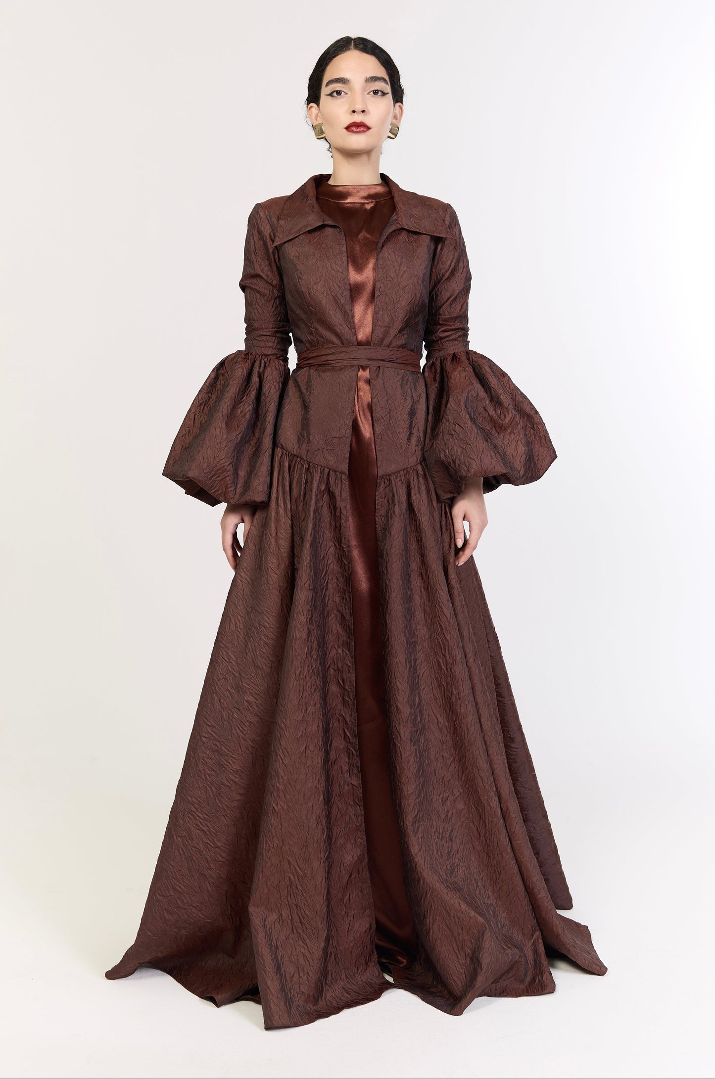 Copper Satin Sleeveless Maxi Dress