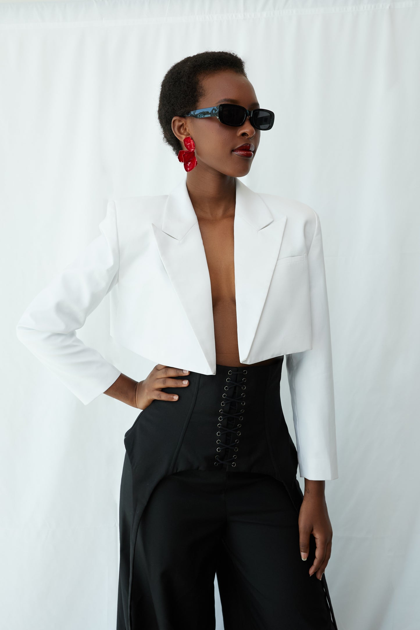 White Structured Cropped Blazer