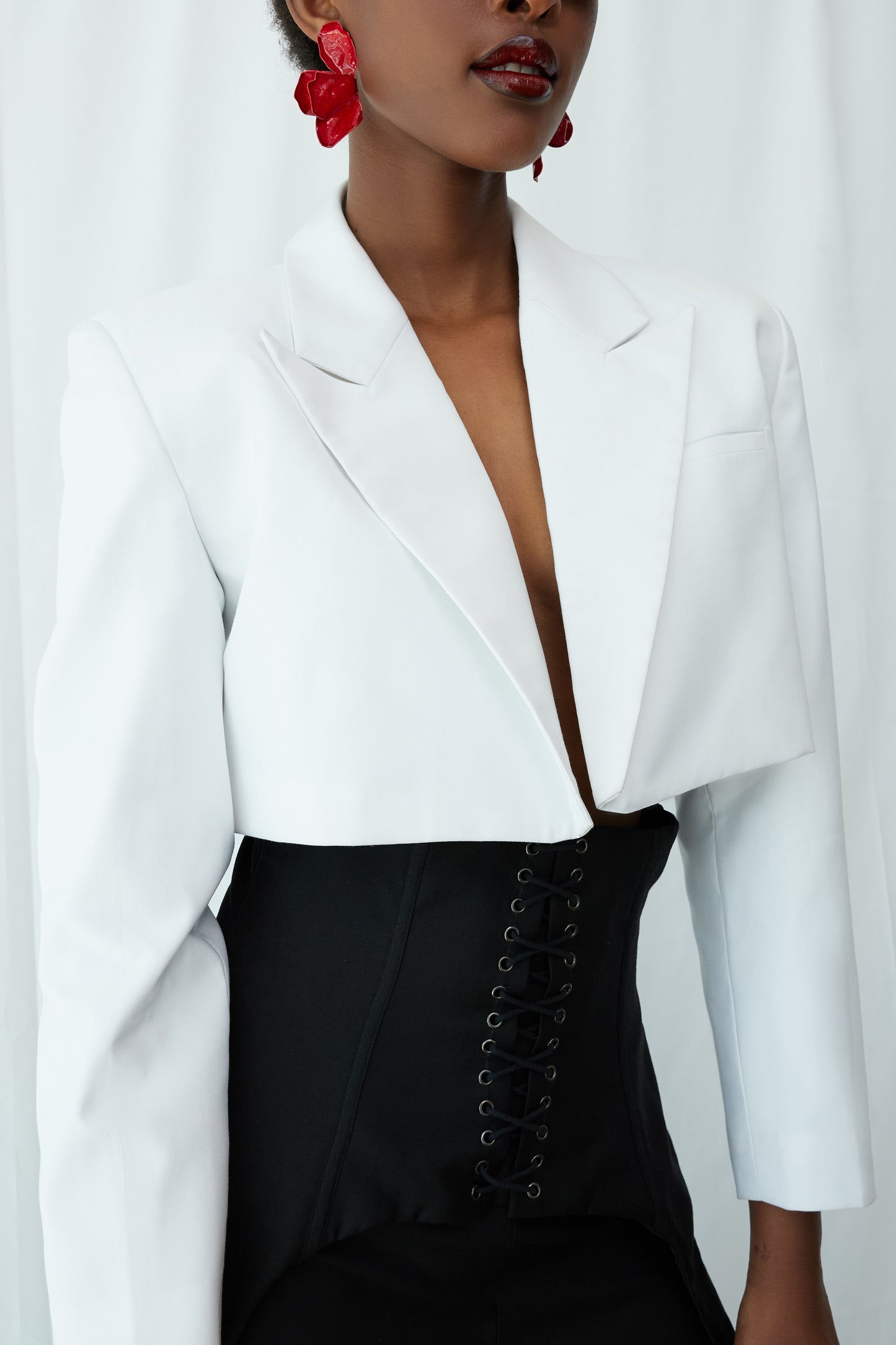 White Structured Cropped Blazer