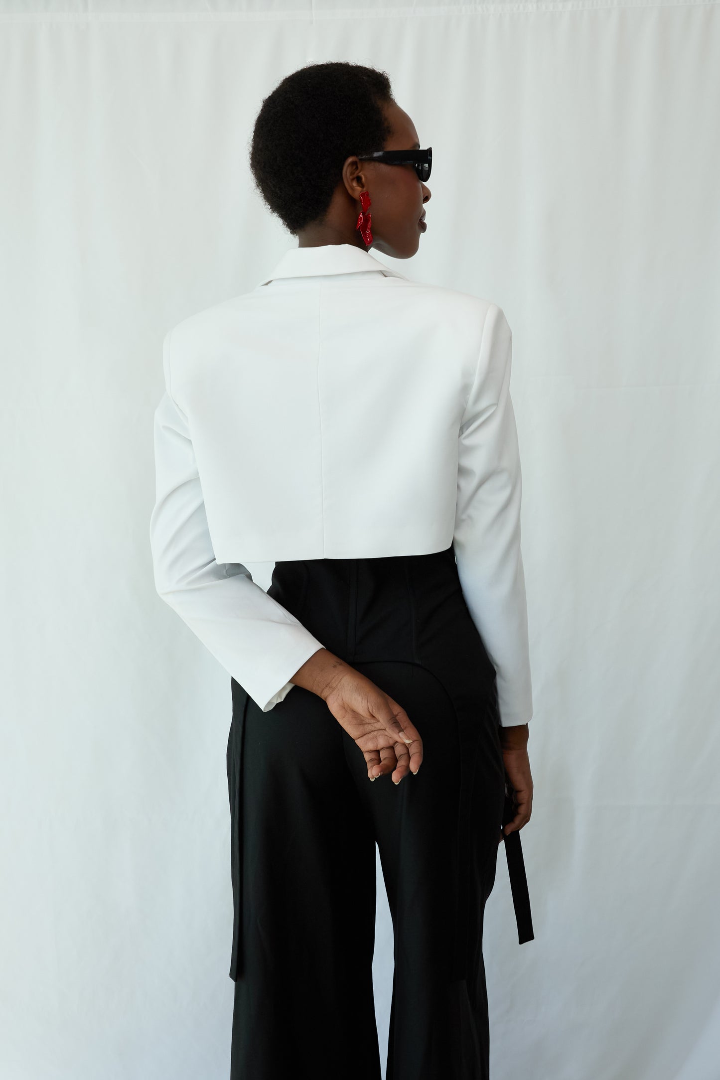 White Structured Cropped Blazer