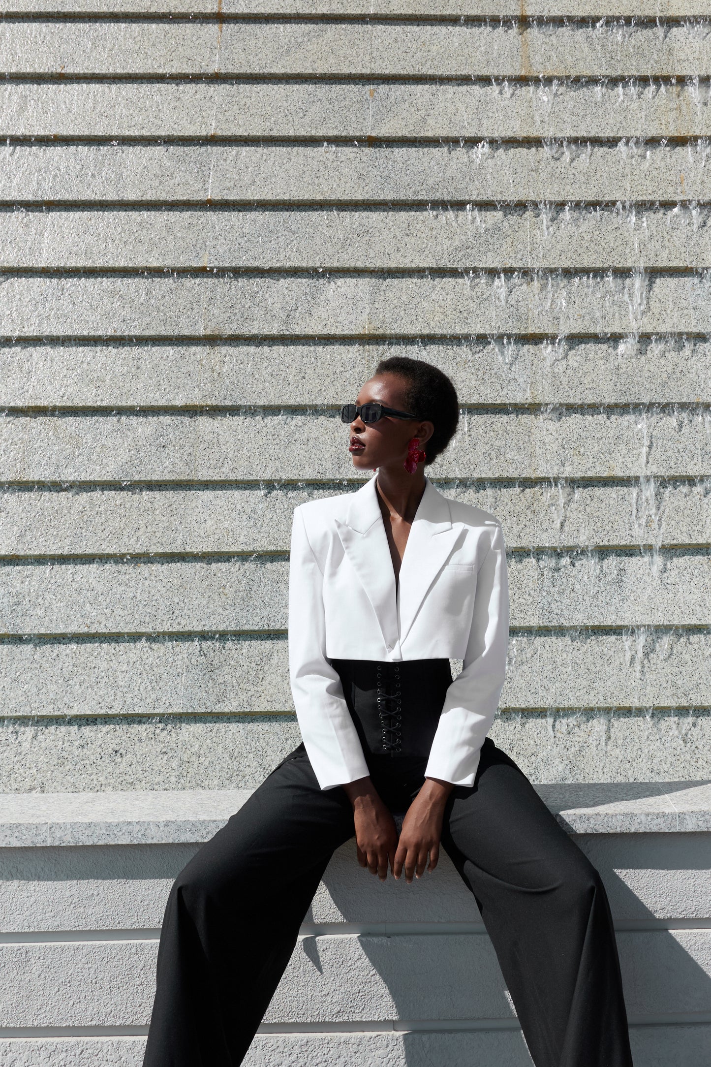 White Structured Cropped Blazer
