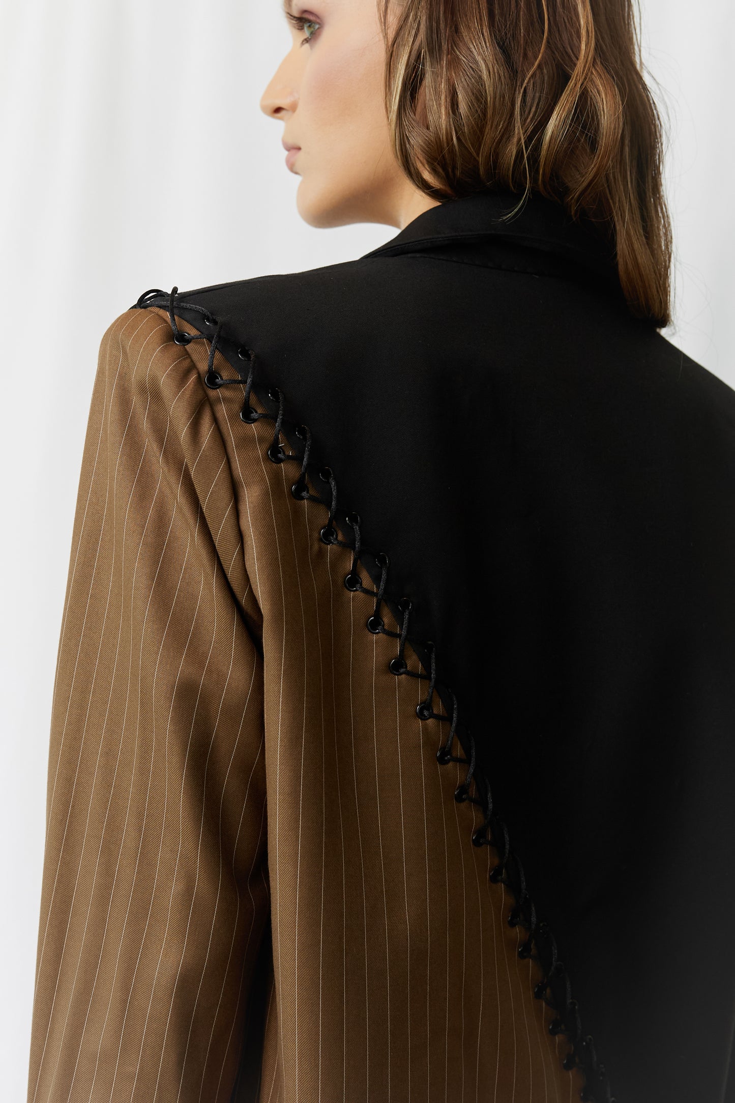 Two-Tone Blazer with Eyelets