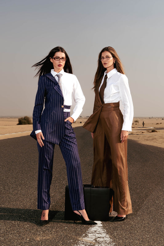 Blue Half Blazer and Shirt Set