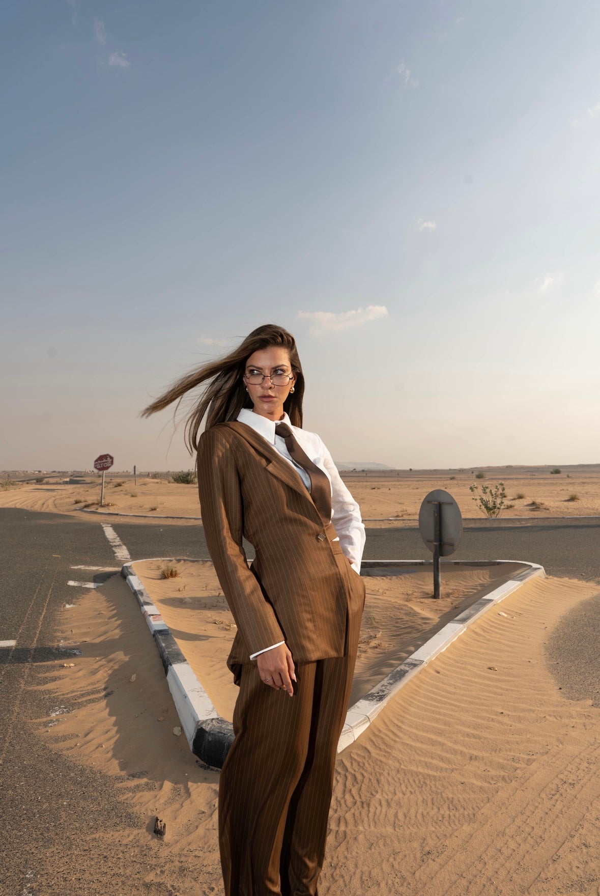 Brown Half Blazer and Shirt set