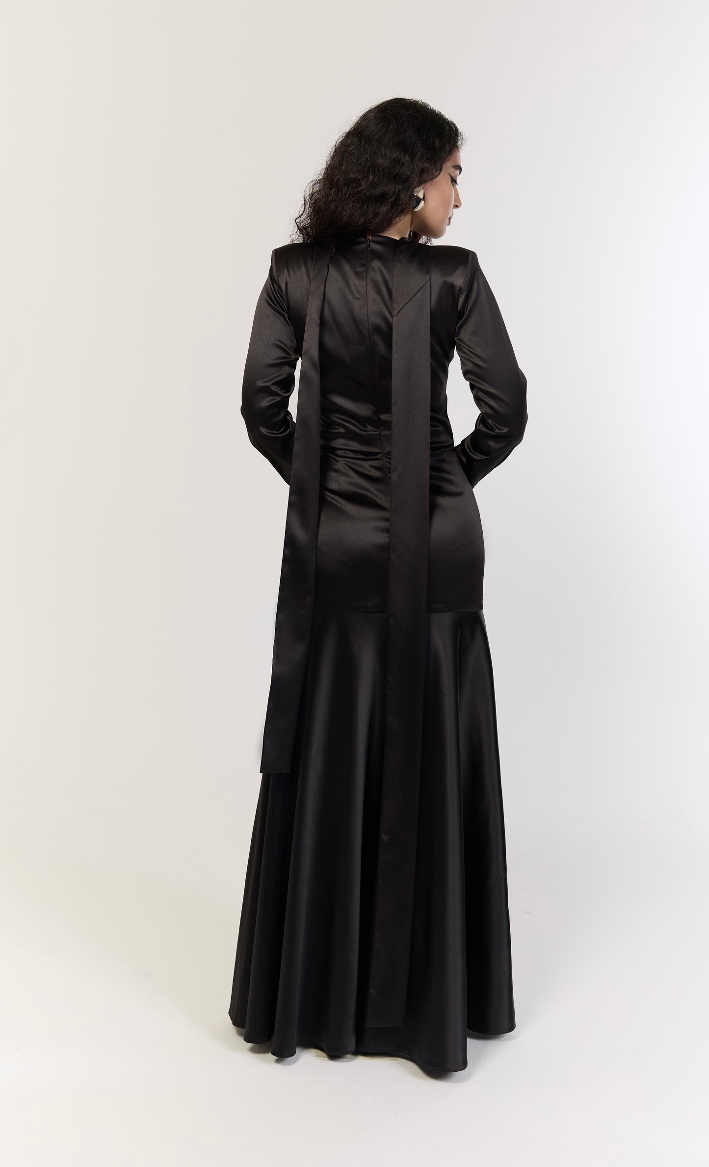 Black Structured Satin Dress
