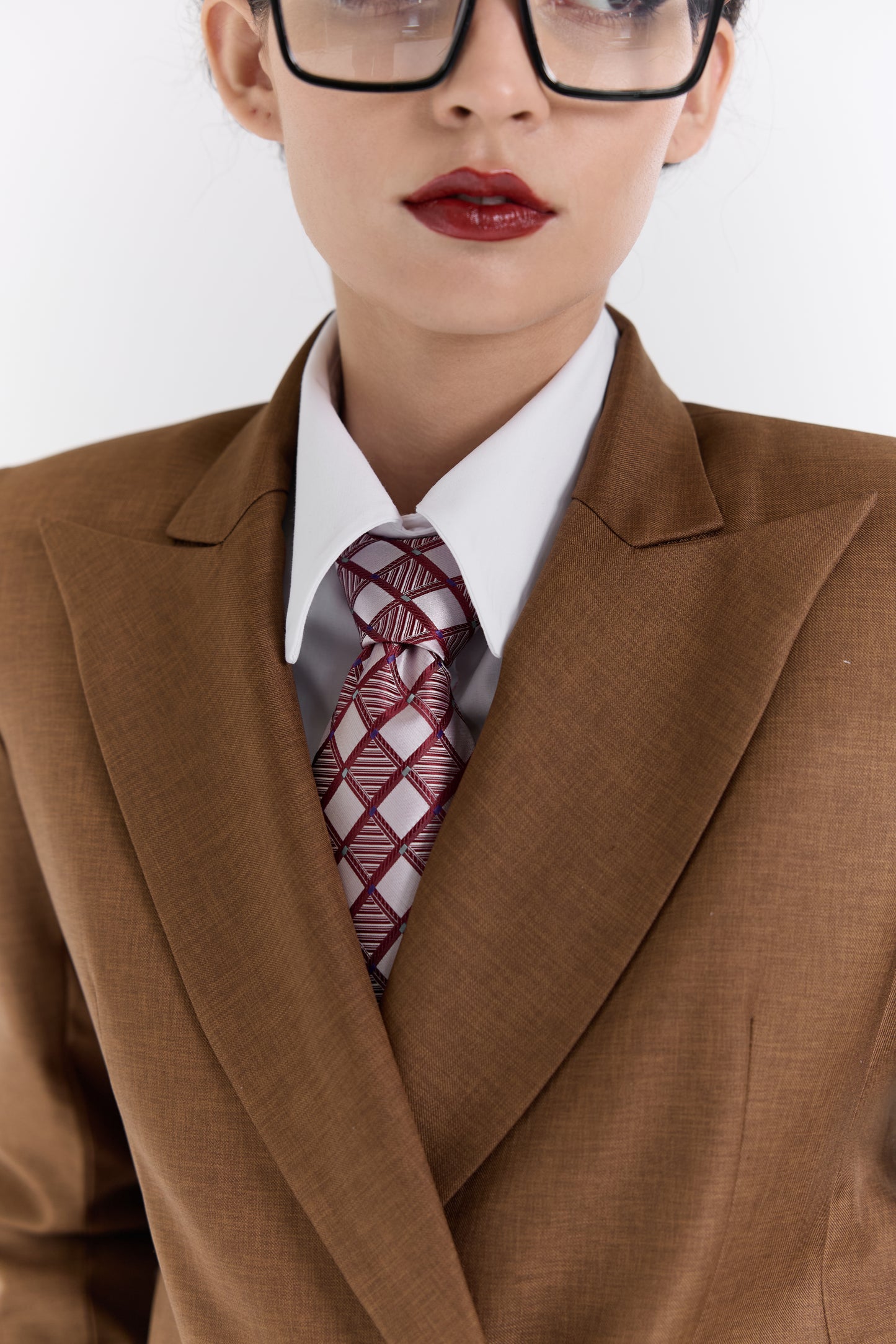 Warm Brown Open-Back Draped Blazer