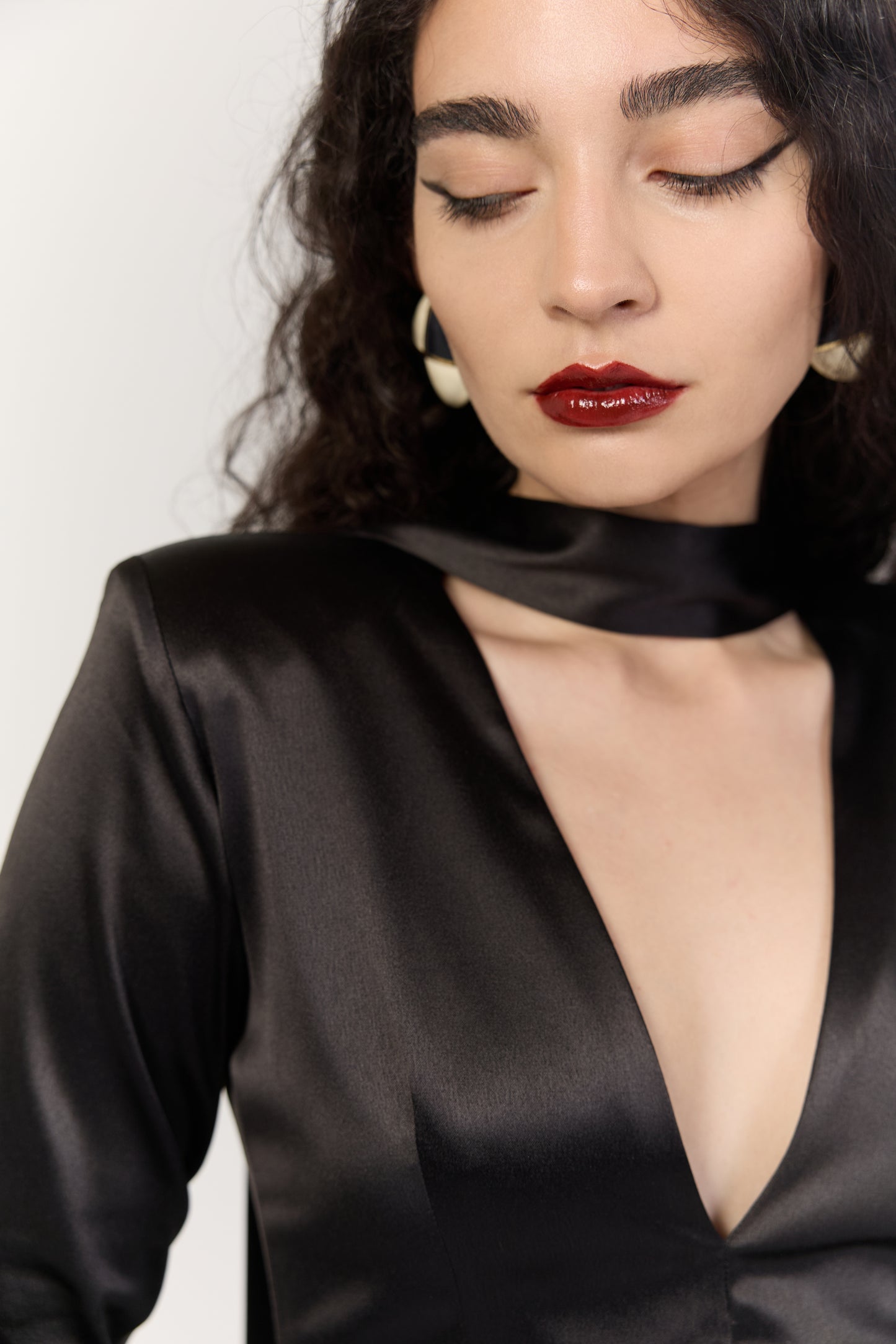 Black Structured Satin Dress