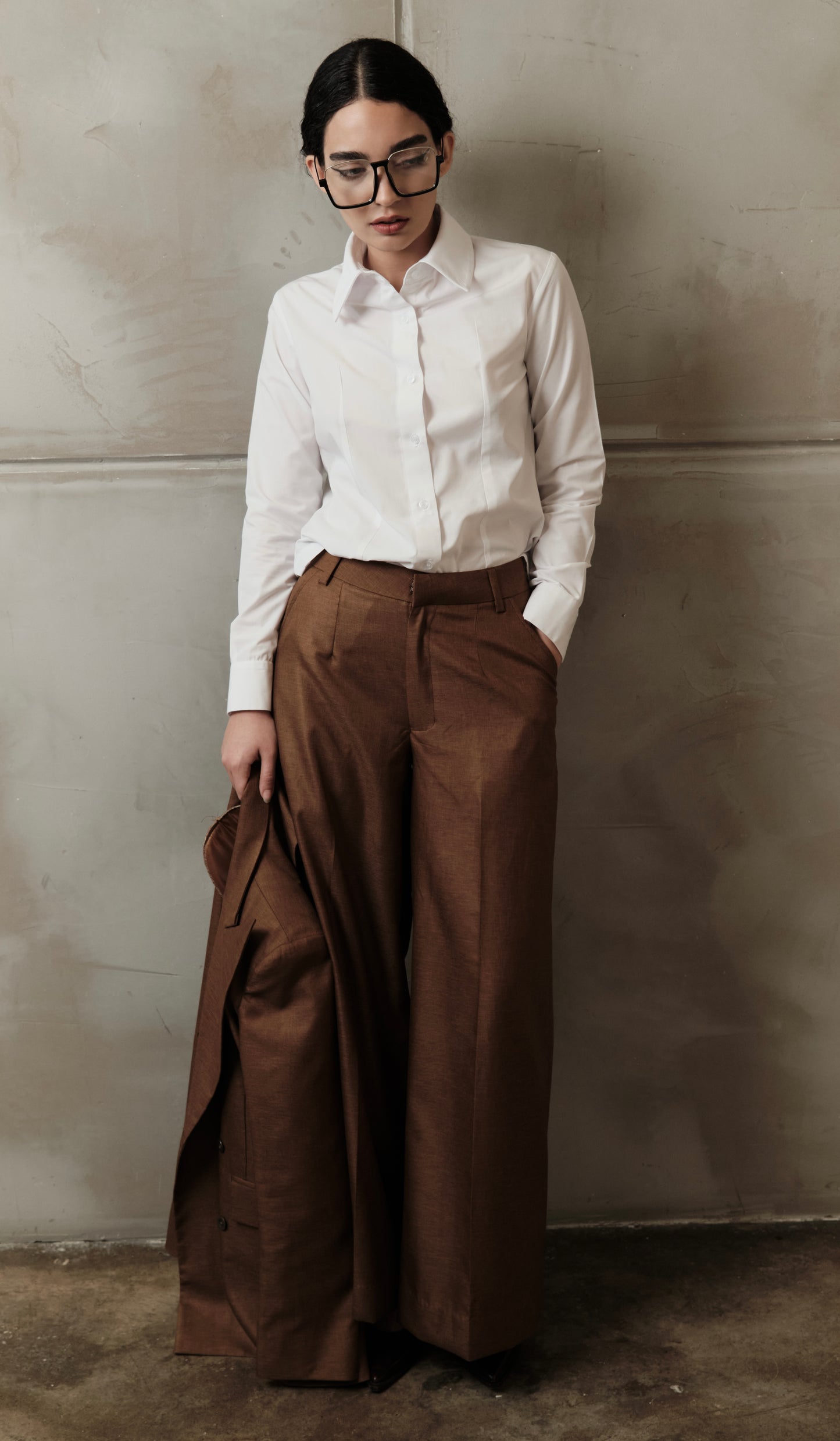 White Open-Back Tailored Shirt