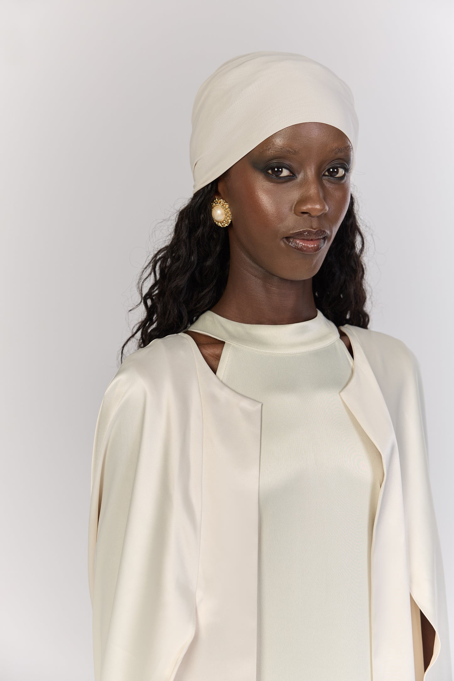 Ivory Draped Back Cape Overlay