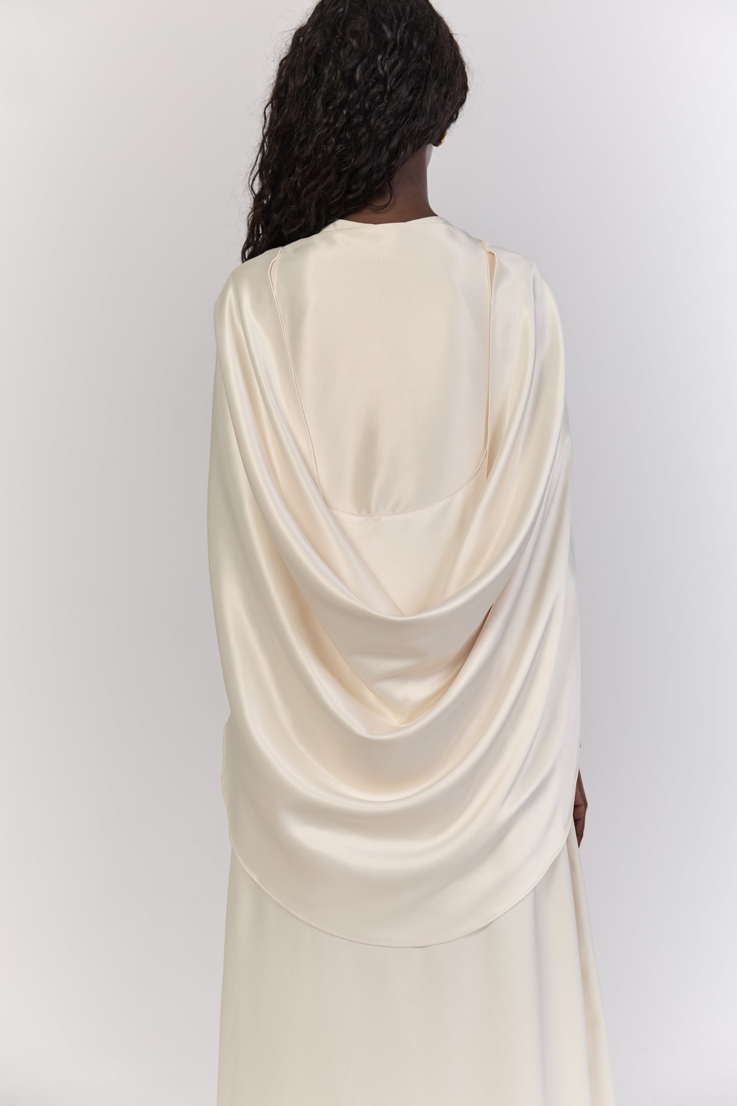 Ivory Draped Back Cape Overlay