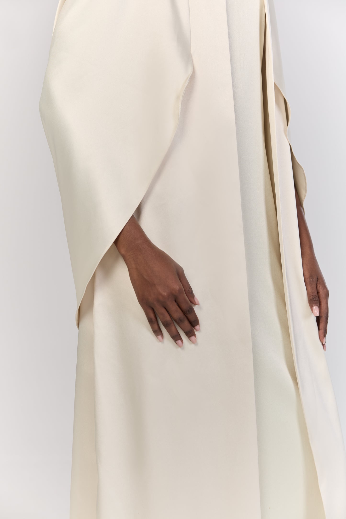 Ivory Draped Back Cape Overlay