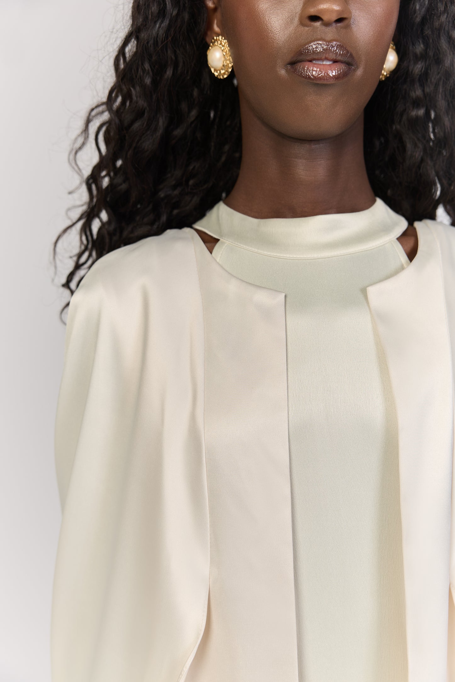 Ivory Draped Back Cape Overlay