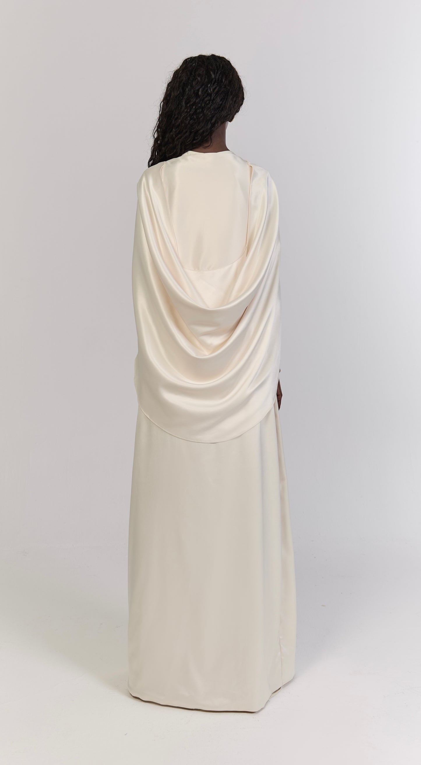 Ivory Draped Back Cape Overlay