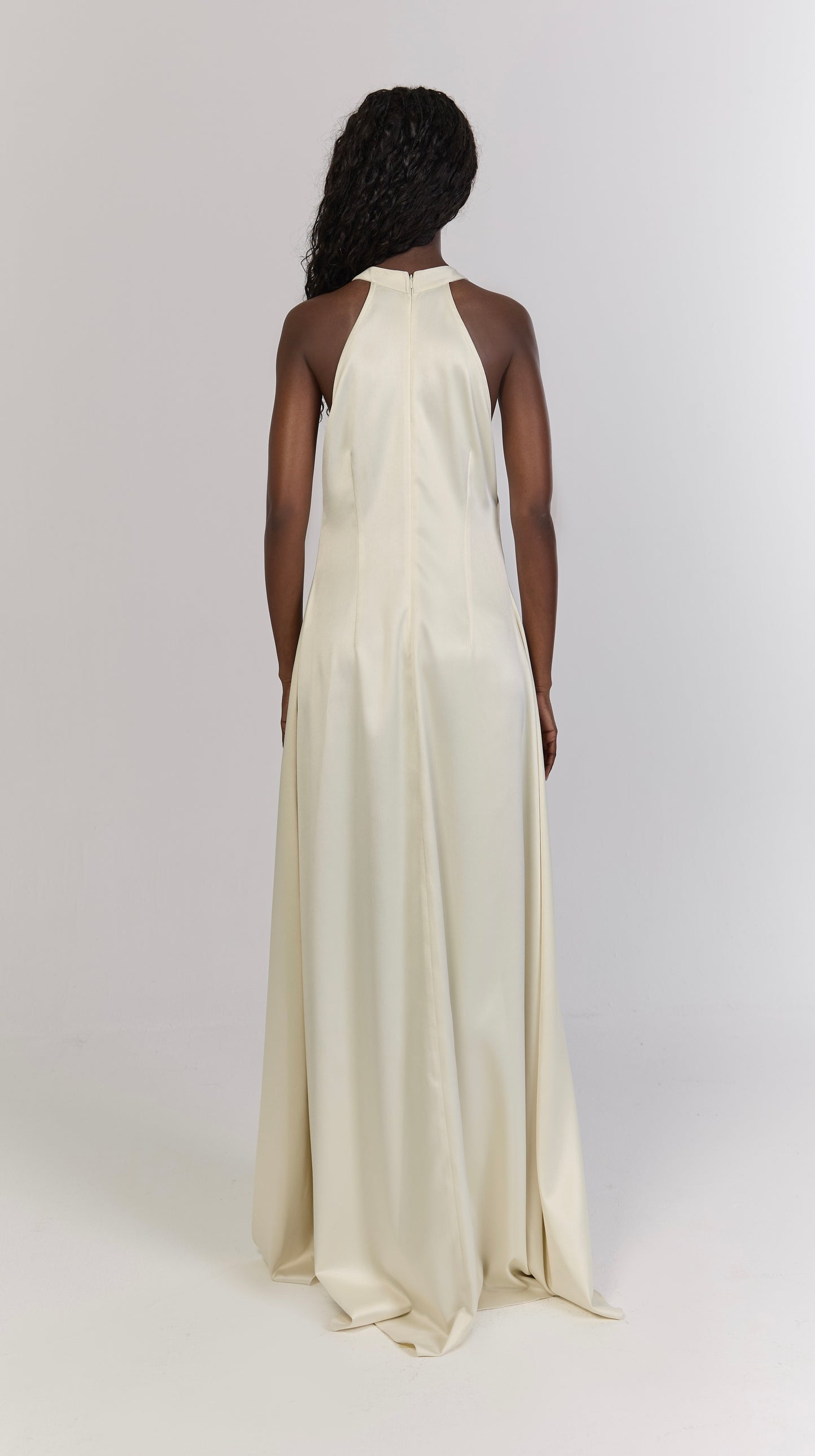 Ivory Halter Neck Maxi Dress