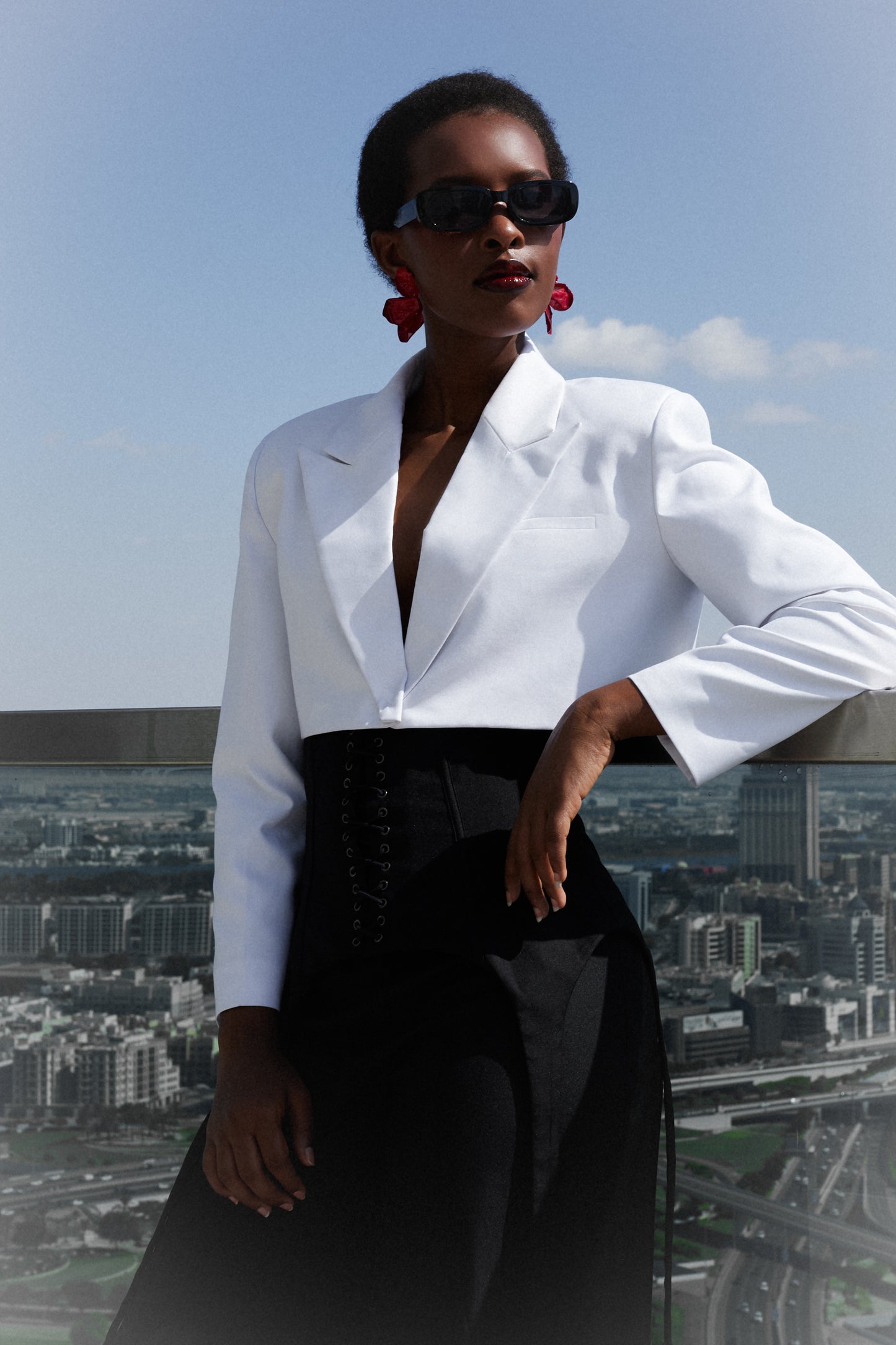 White Structured Cropped Blazer
