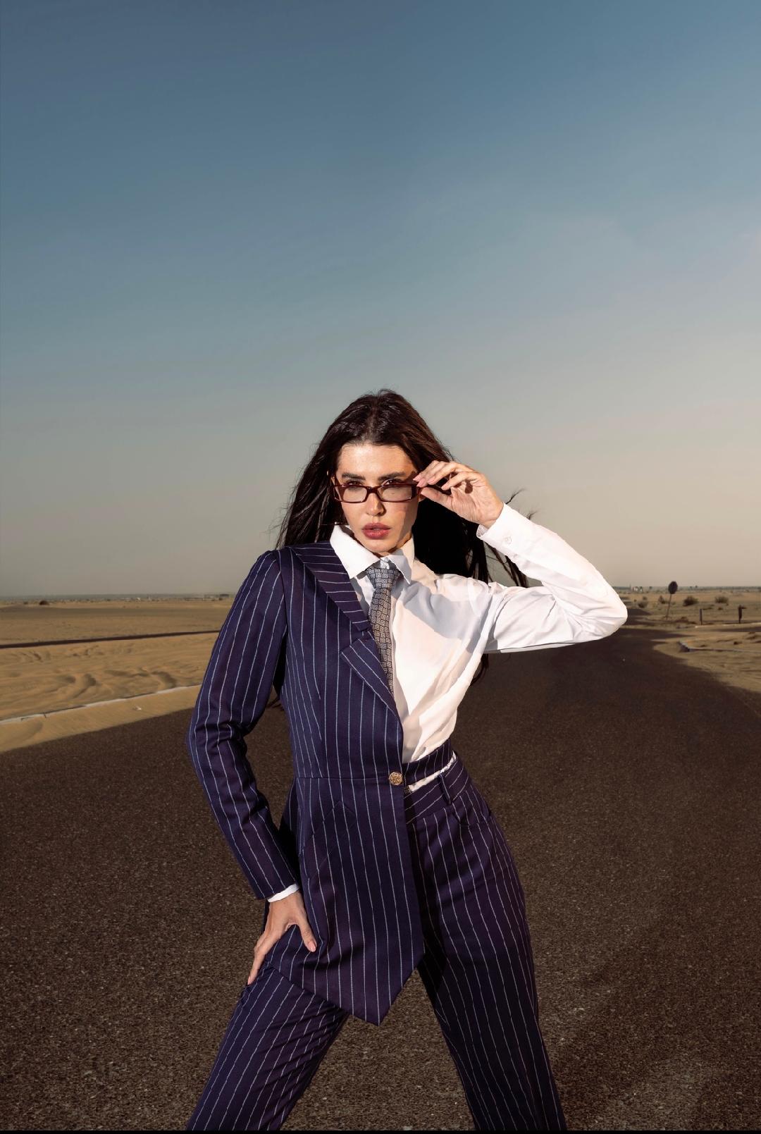 Blue Half Blazer and Shirt Set