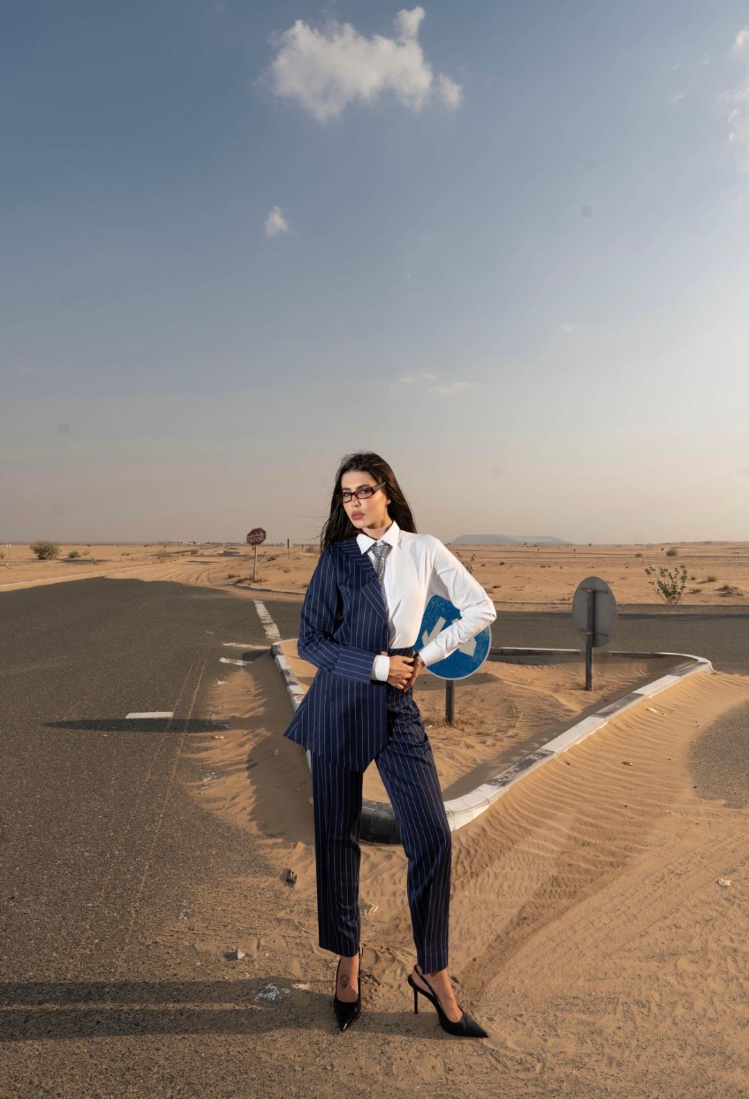 Blue Half Blazer and Shirt Set