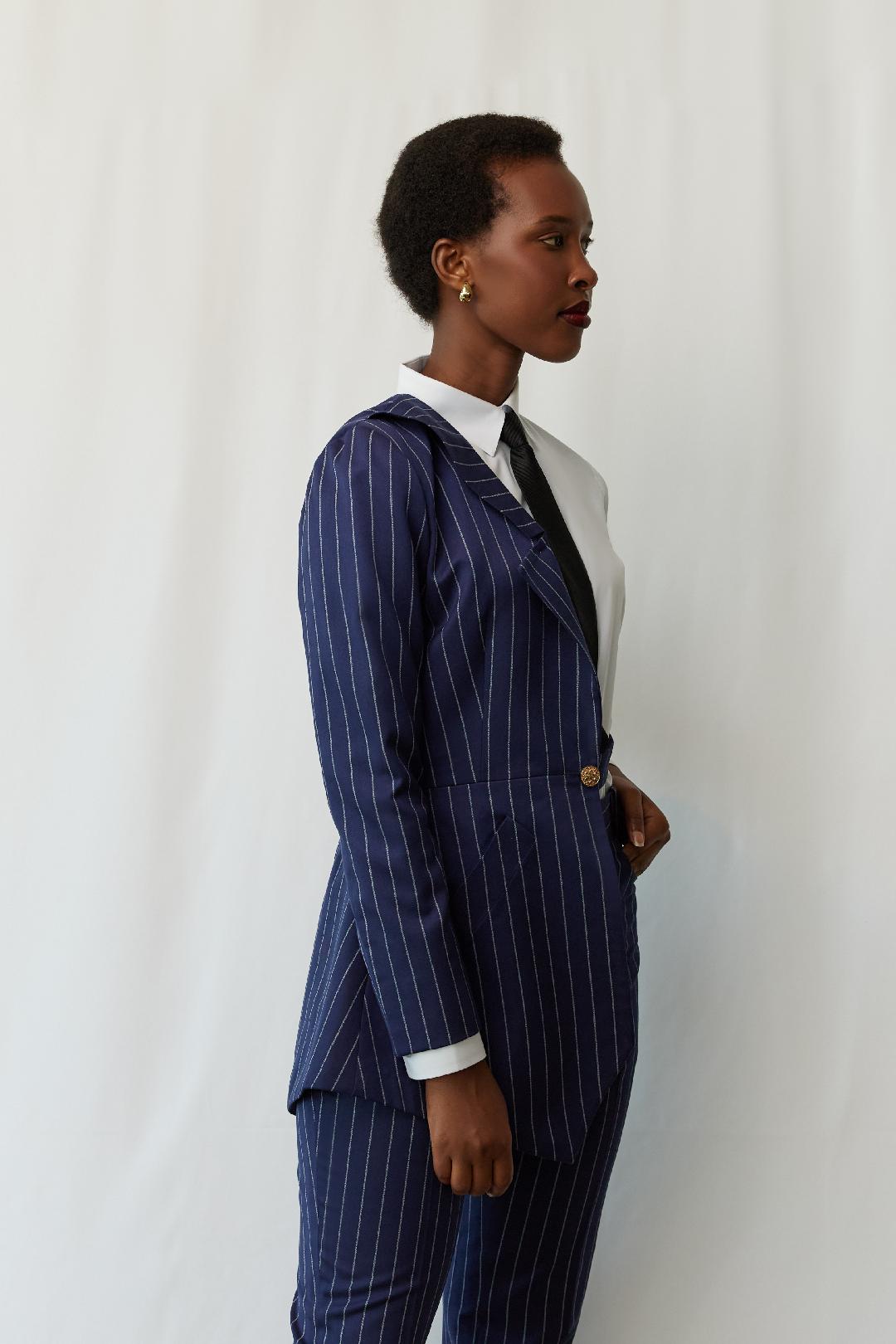 Blue Half Blazer and Shirt Set