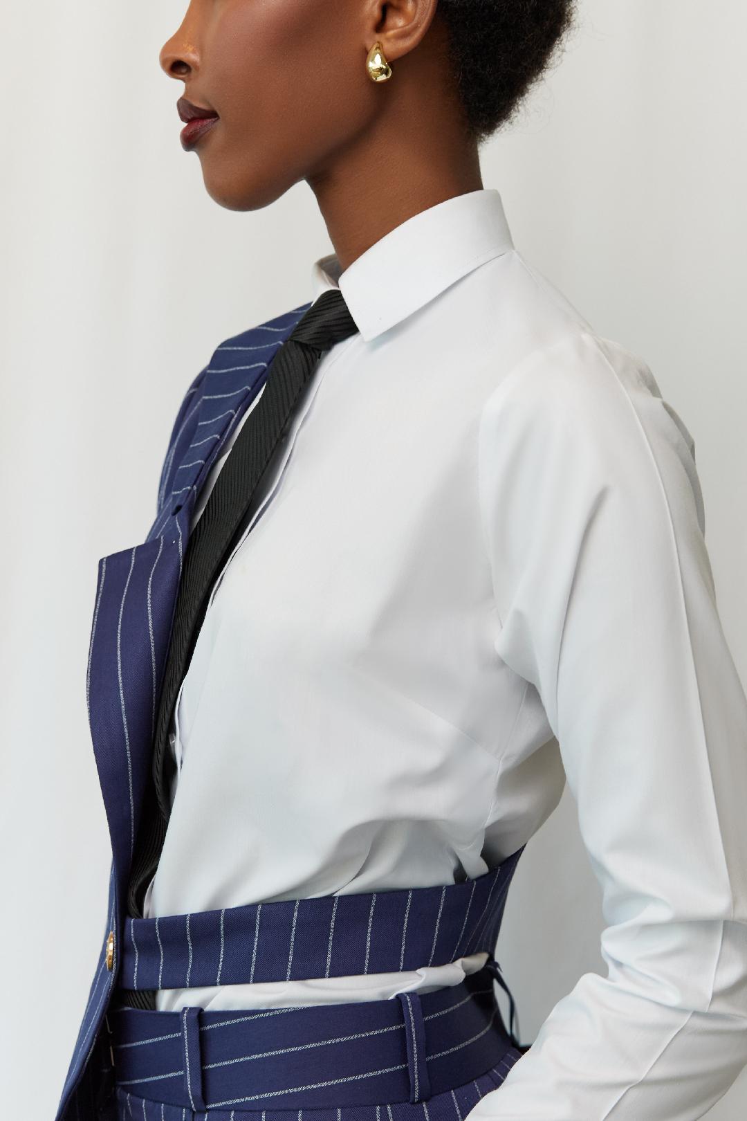 Blue Half Blazer and Shirt Set