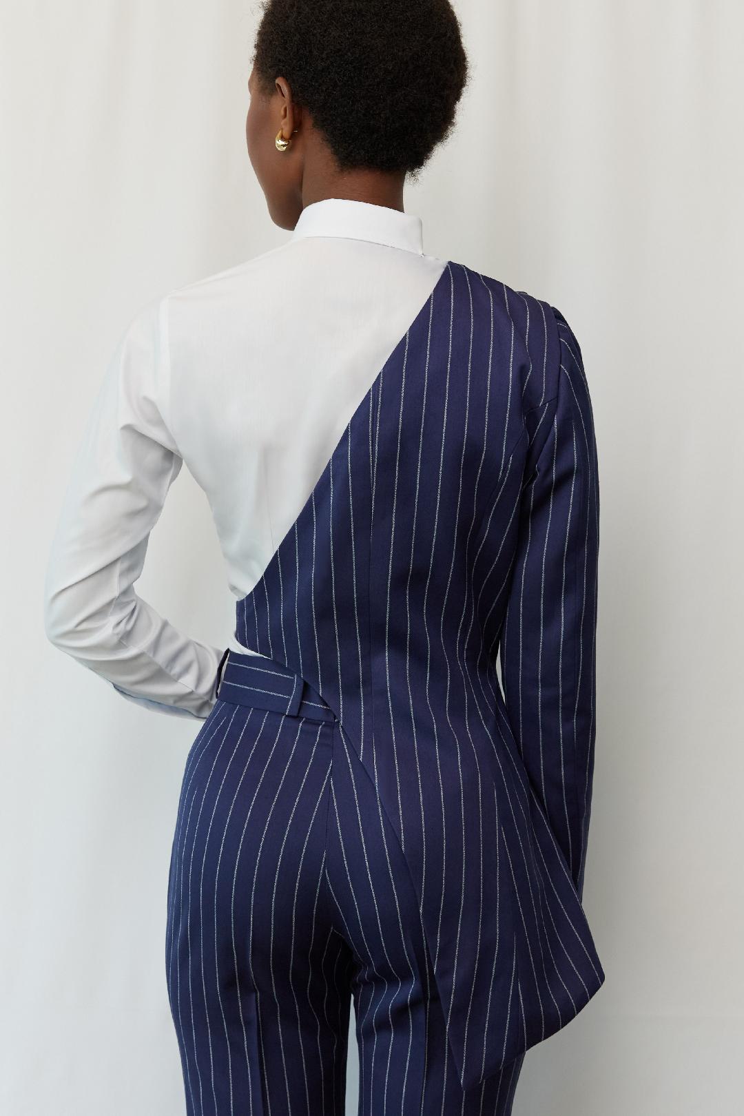 Blue Half Blazer and Shirt Set